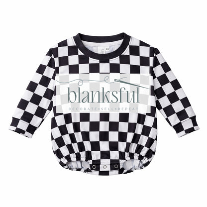 Printed Long Sleeve Baggy Bubble Baby Romper - 95% Polyester