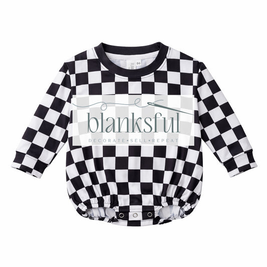 Printed Long Sleeve Baggy Bubble Baby Romper - 95% Polyester
