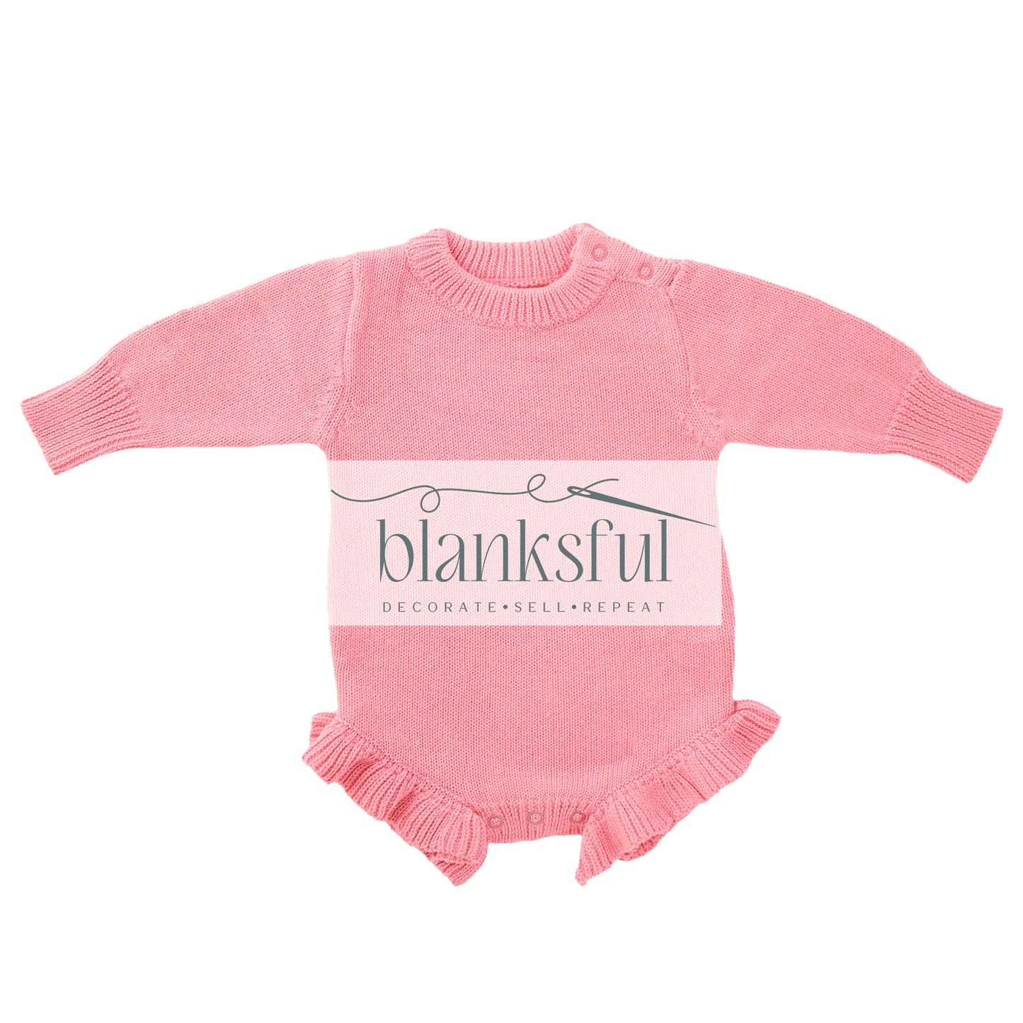 Long Sleeve Ruffle Knit Romper - 100% Cotton