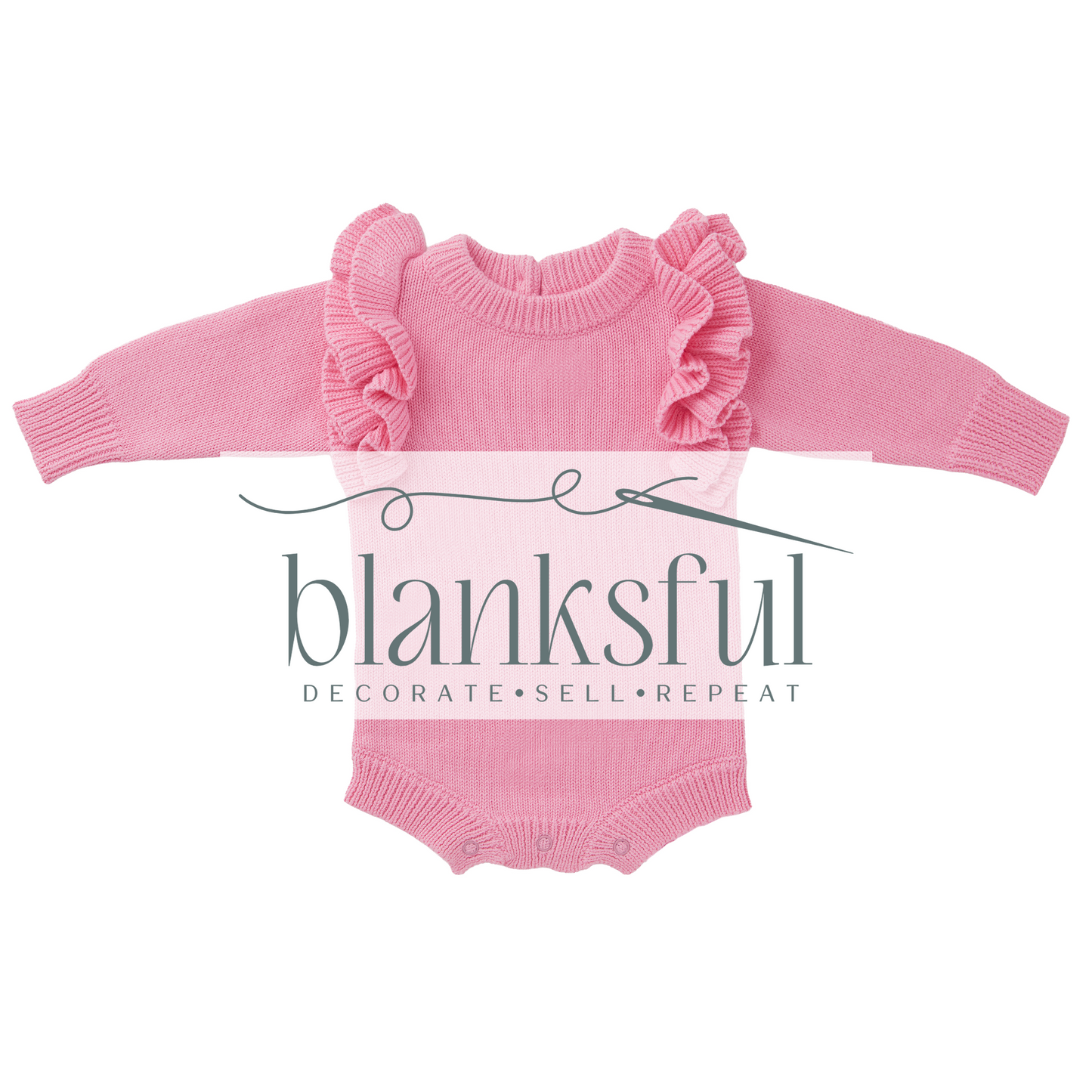 Long Sleeve Knit Romper - Ruffle Shoulders - 100% Cotton