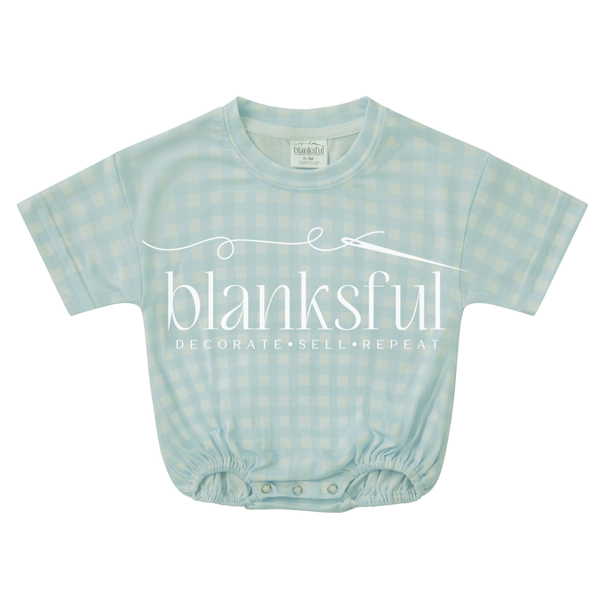 gingham short sleeve bubble romper decoration blank for boutiques and decorators