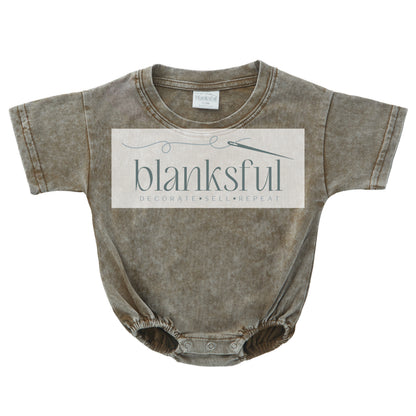 Acid Wash Baggy Bubble Romper - 95% Cotton