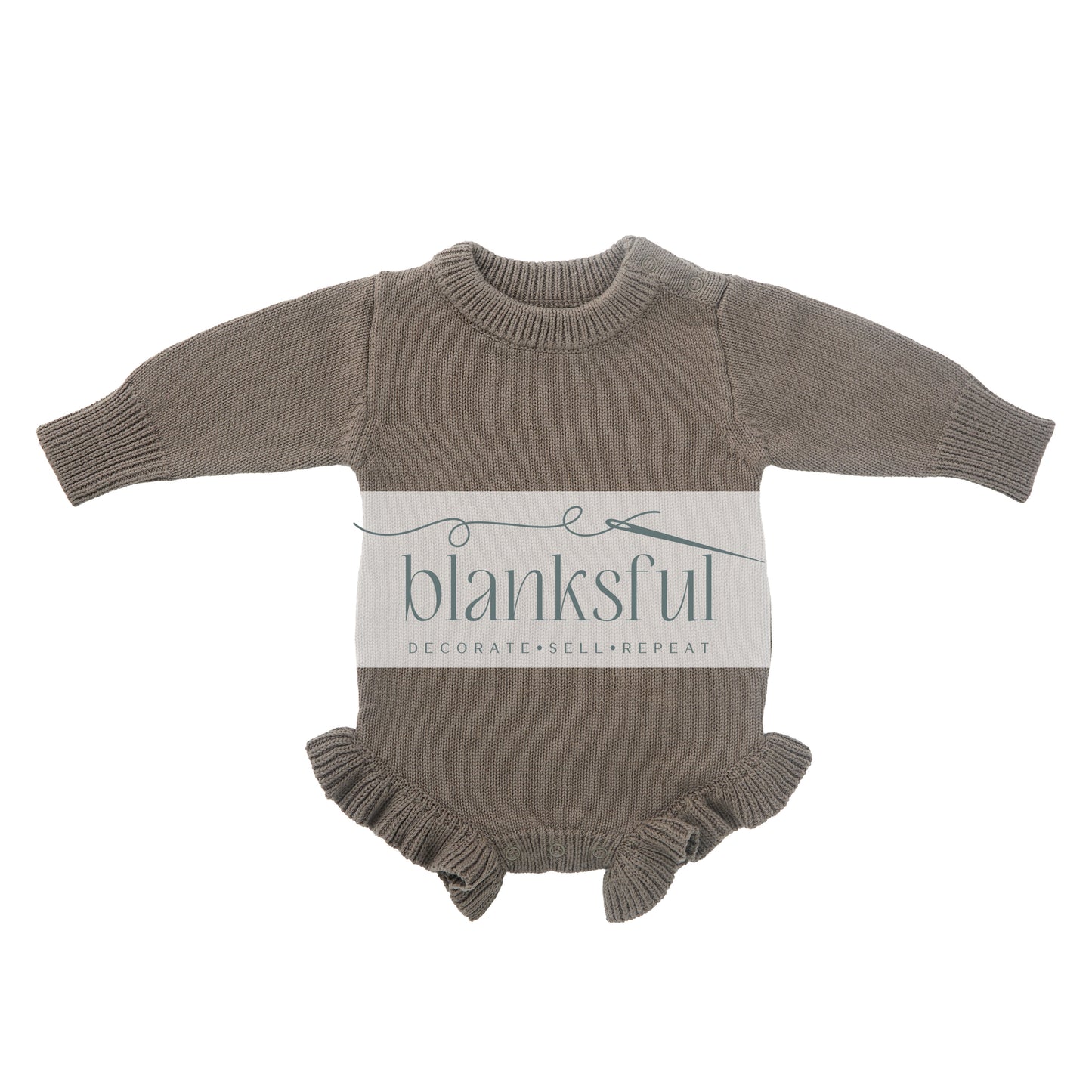 Long Sleeve Ruffle Knit Romper - 100% Cotton