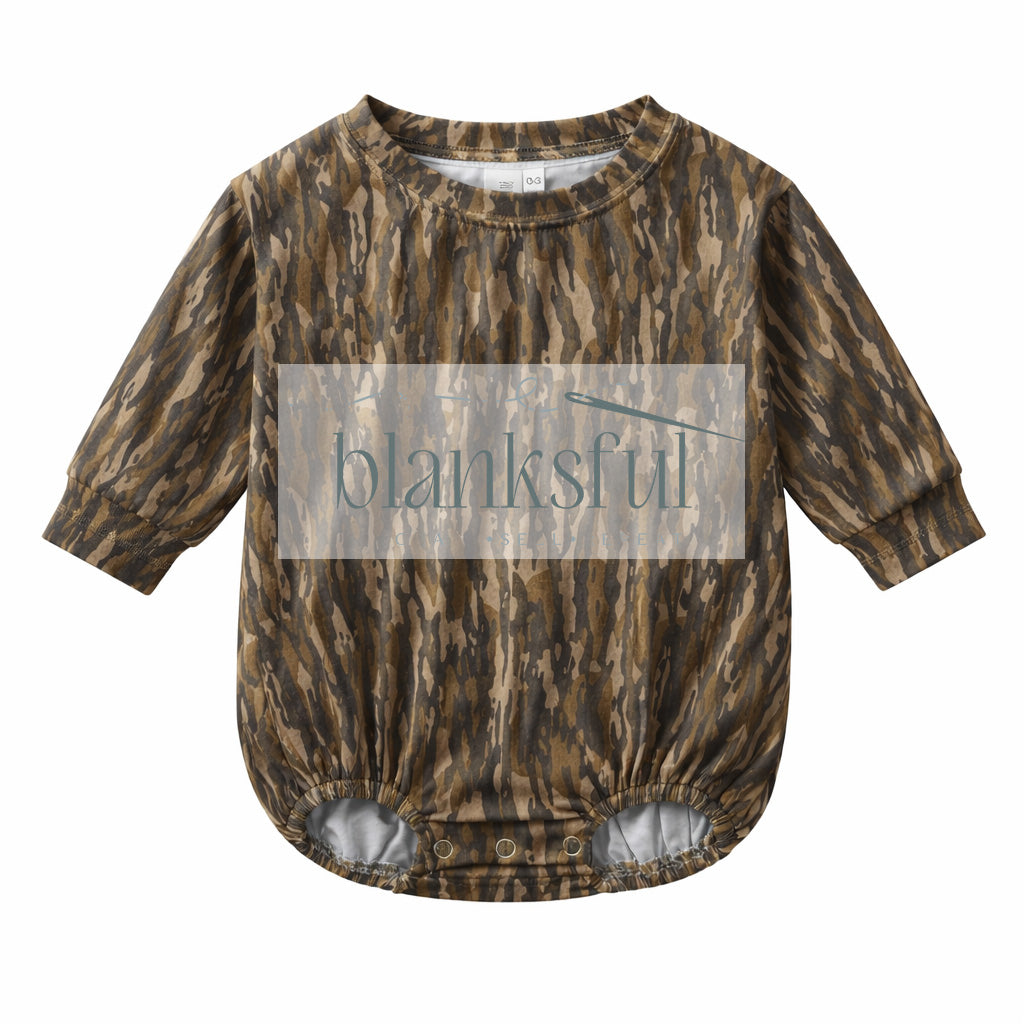 Printed Long Sleeve Baggy Bubble Baby Romper - 95% Polyester