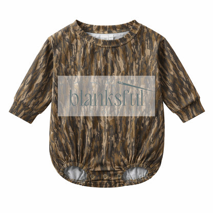 Printed Long Sleeve Baggy Bubble Baby Romper - 95% Polyester