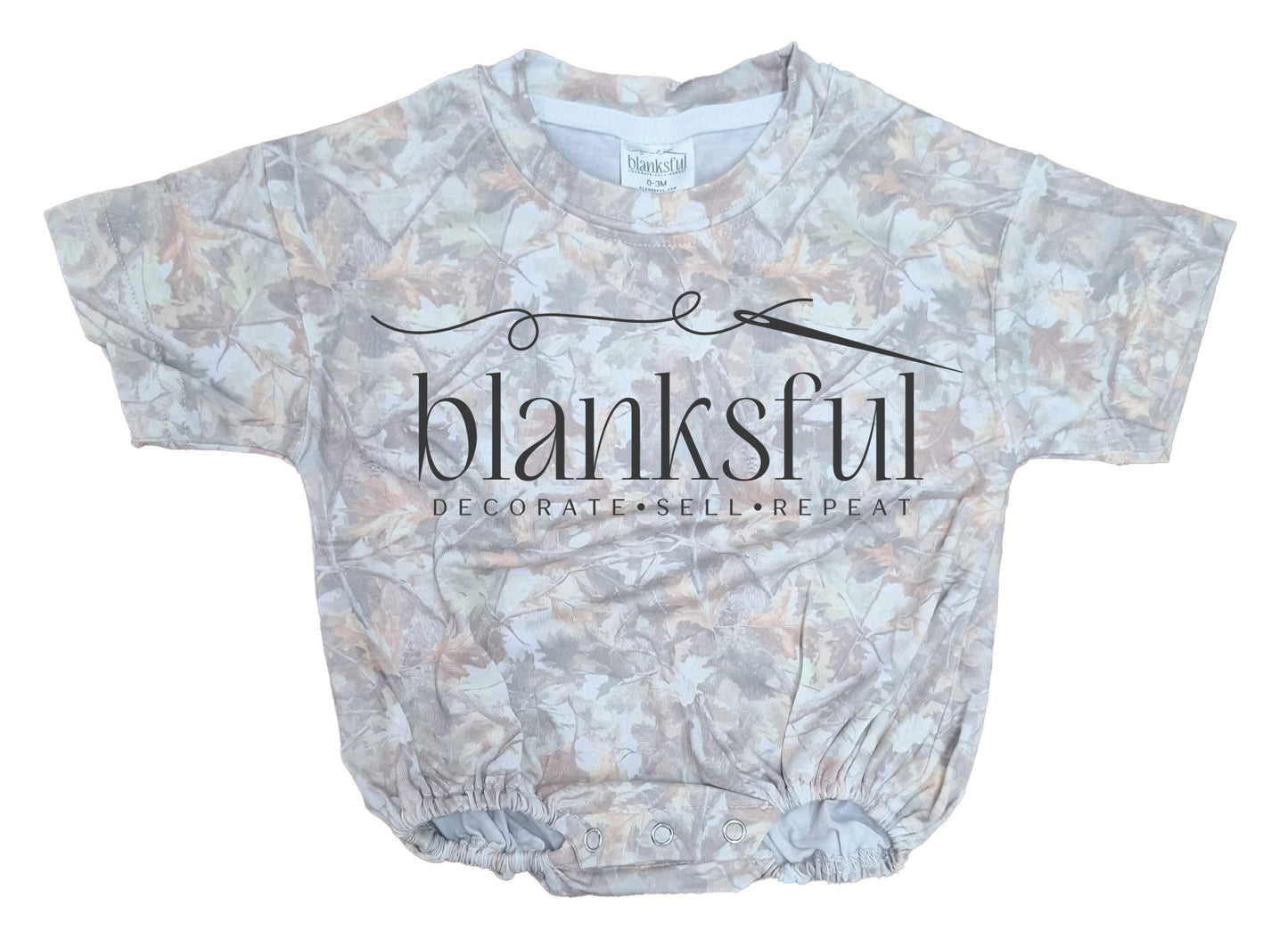 Camo Fall short sleeve baggy bubble romper blank for embroidery and sublimation