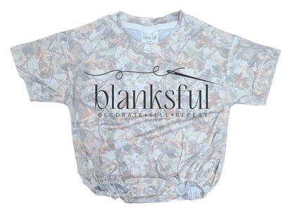 Camo Fall short sleeve baggy bubble romper blank for embroidery and sublimation