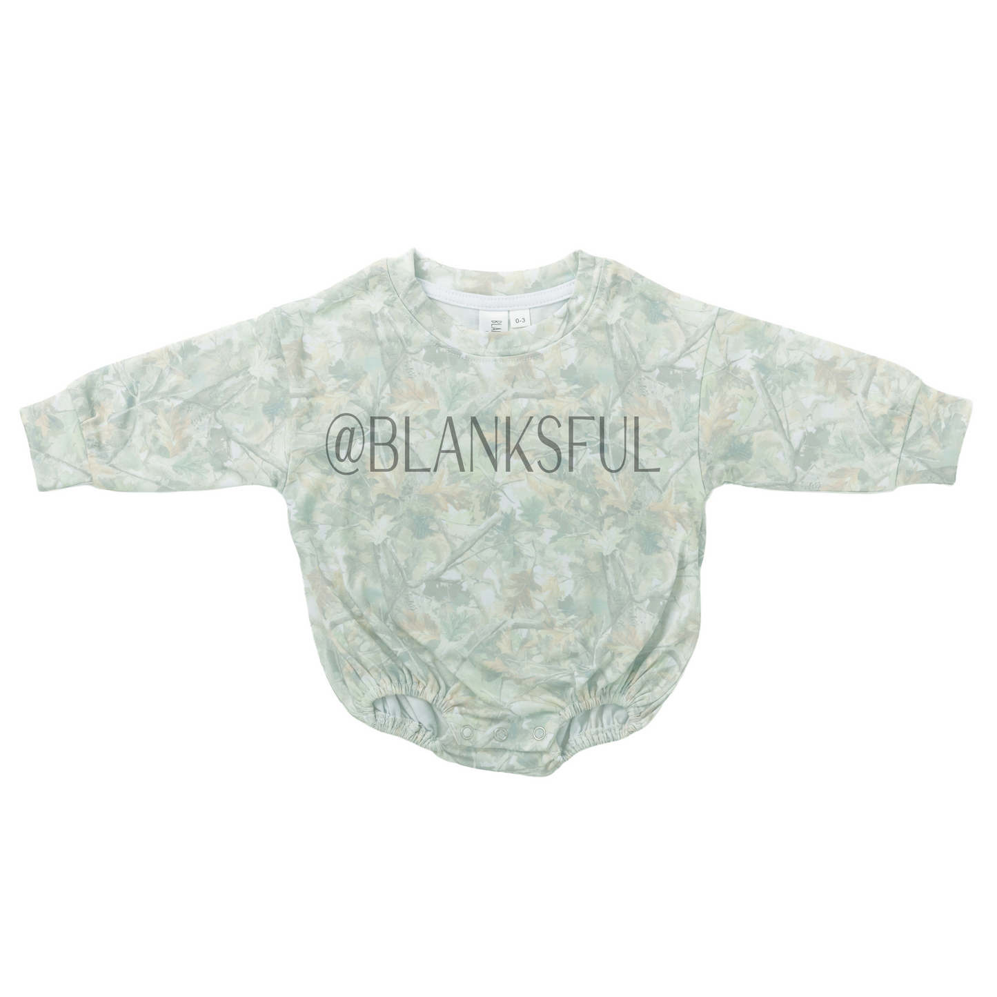 Printed Long Sleeve Baggy Bubble Baby Romper - 95% Polyester