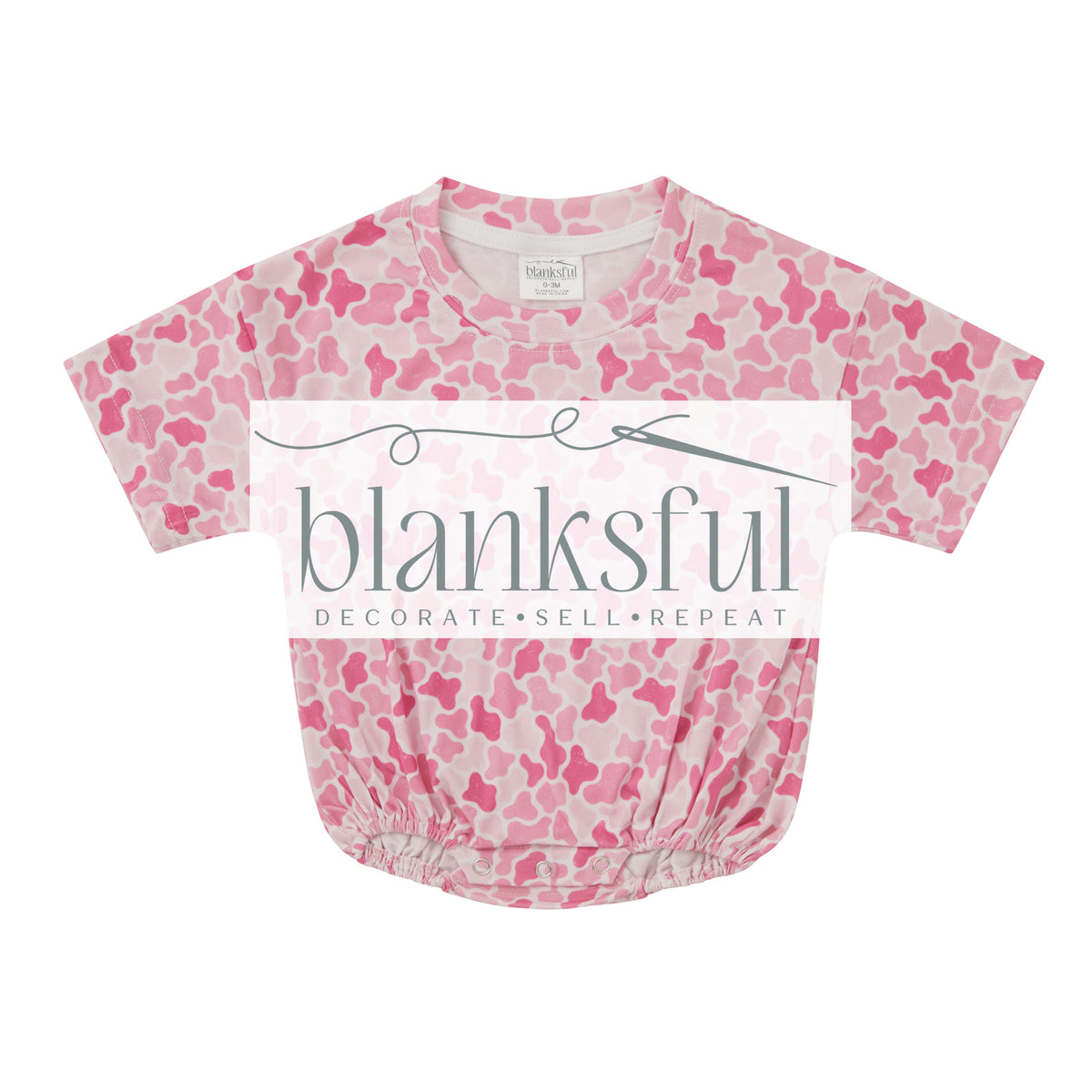 Pink Camo baby bubble romper blank for sublimation embroidery and monogramming