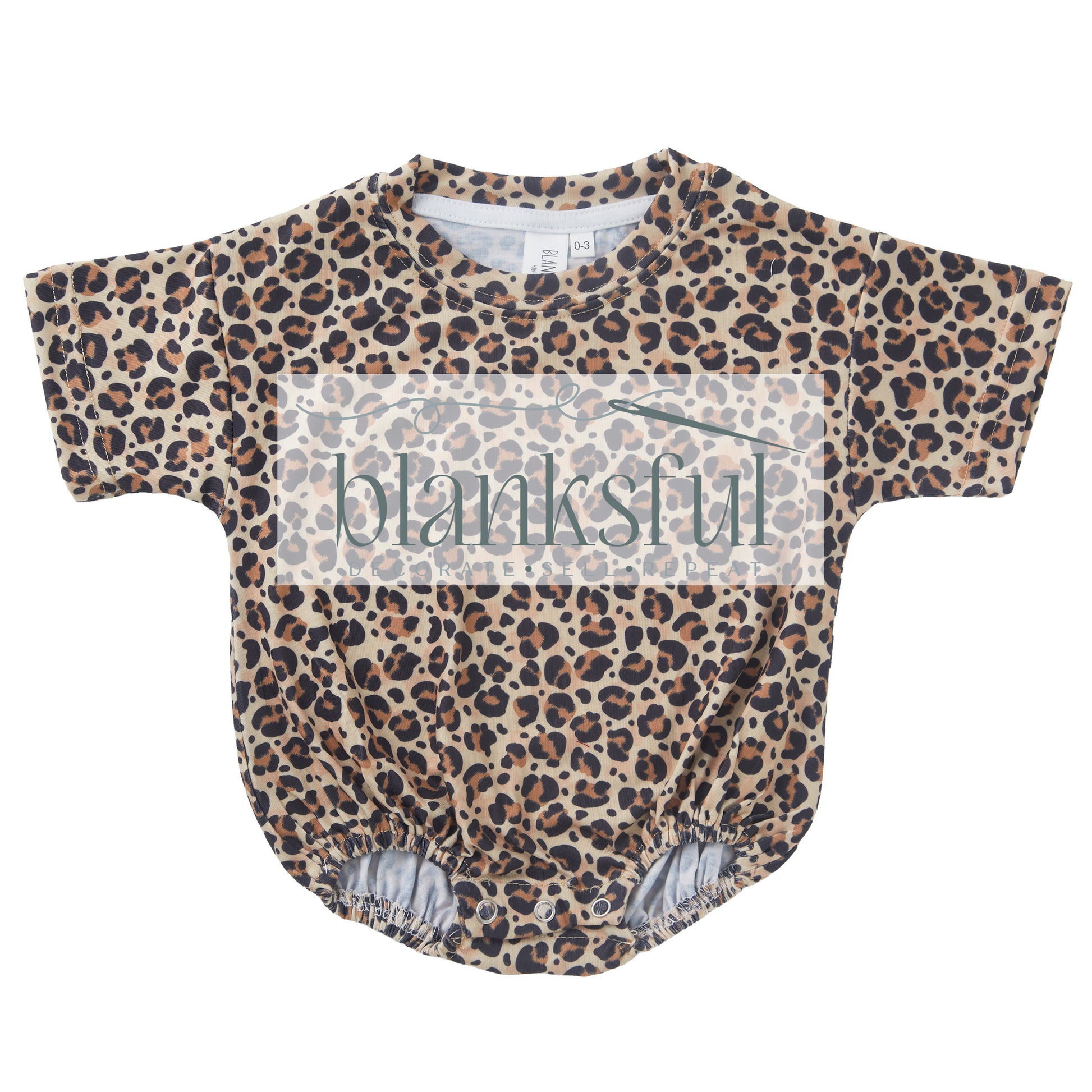 Cheetah print t-shirt bubble romper, short sleeve baggy baby romper blank for sublimation and boutique decorating