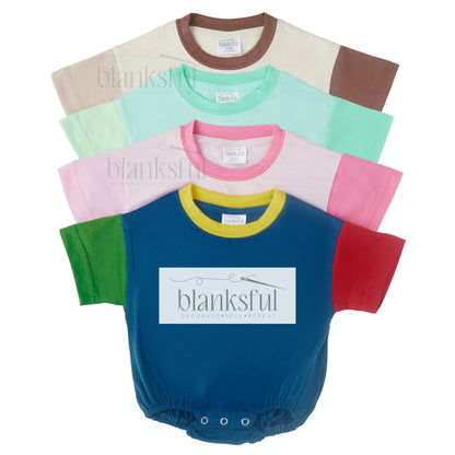 Color Block - Baggy Bubble Baby Romper - 95% Polyester