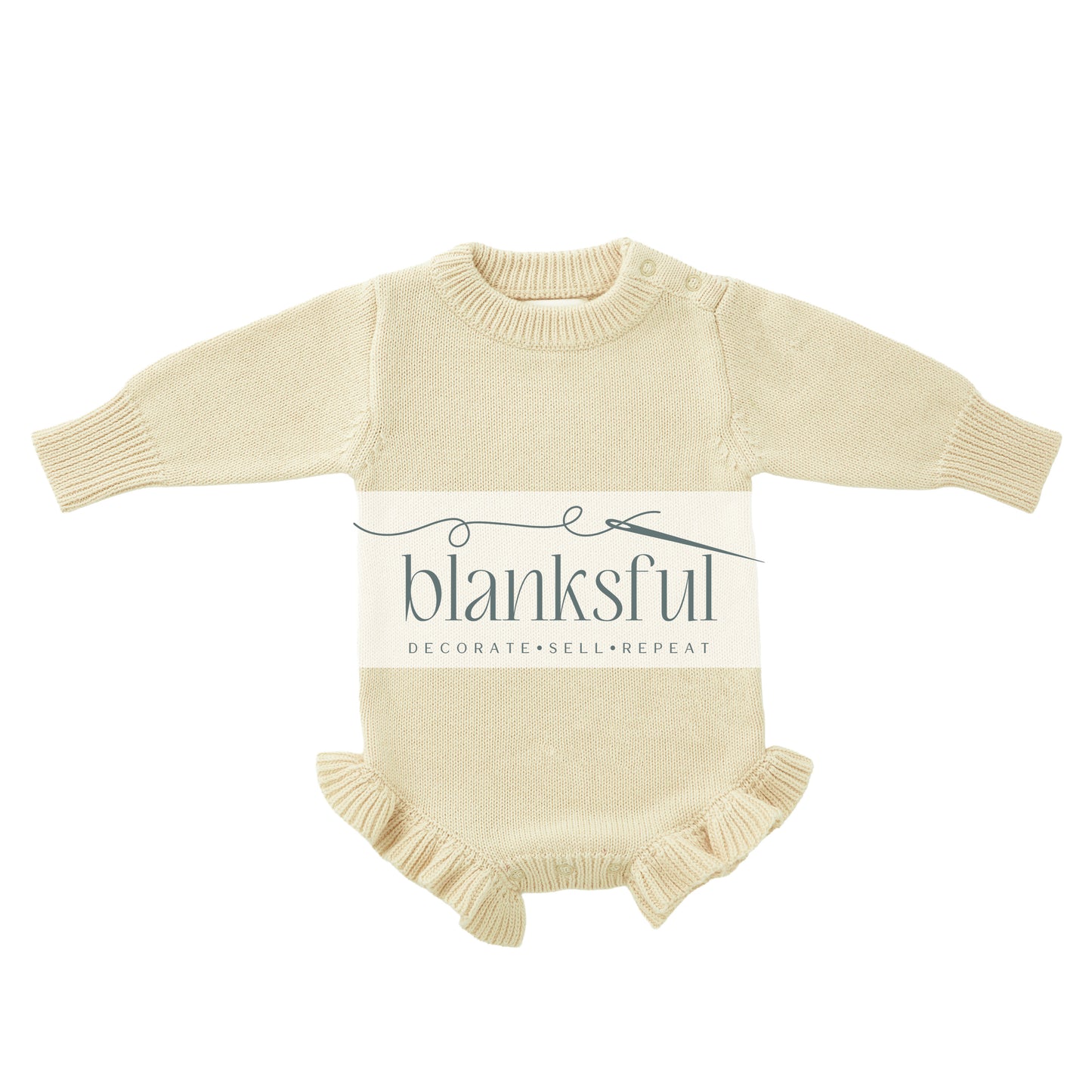 Long Sleeve Ruffle Knit Romper - 100% Cotton