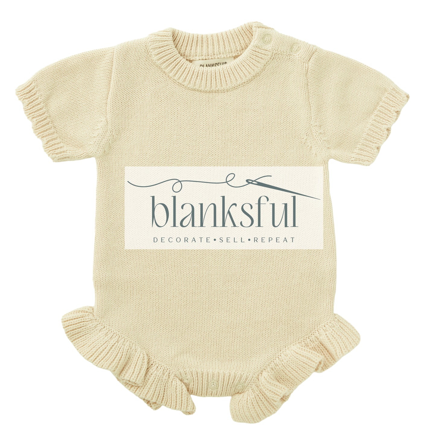 Short Sleeve Ruffle Knit Romper - 100% Cotton