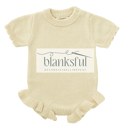 Short Sleeve Ruffle Knit Romper - 100% Cotton