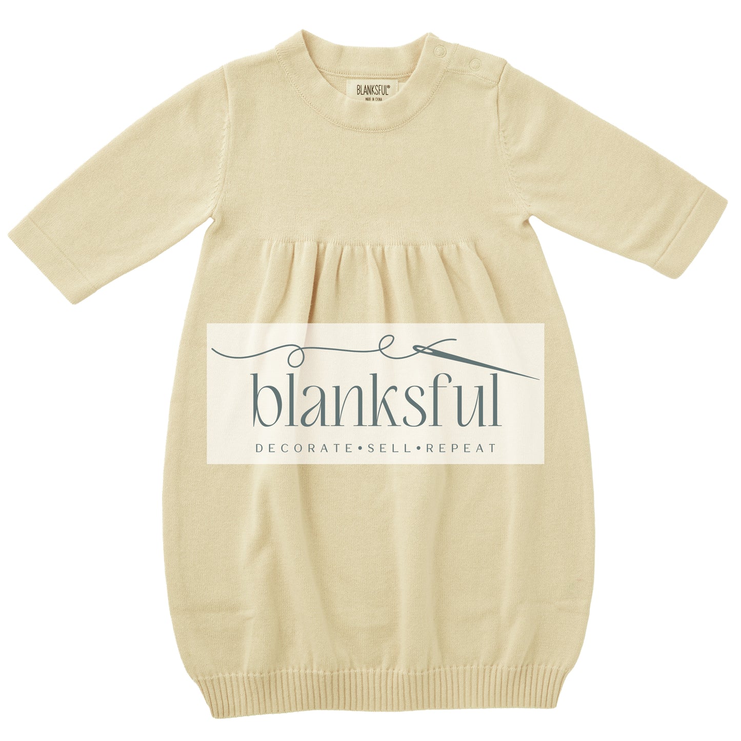 Long Sleeve Knit Gown - Unisex - 100% Cotton