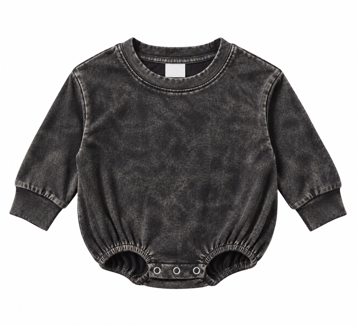 Acid Wash Long Sleeve Baggy Bubble Romper – Decoration Blank