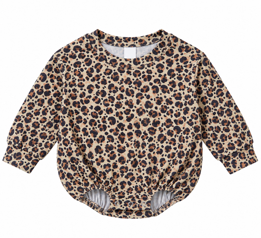 Printed & Pattern Long Sleeve Baggy Bubble Romper – 95% Polyester