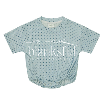 Printed Short Sleeve Baggy Bubble Baby Romper - 95% Polyester
