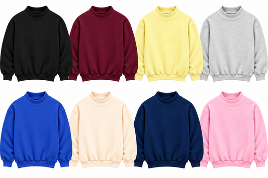 Solid Color Mockneck Sweatshirt - Oversized Fit – Adult Embroidery & DTF Blank