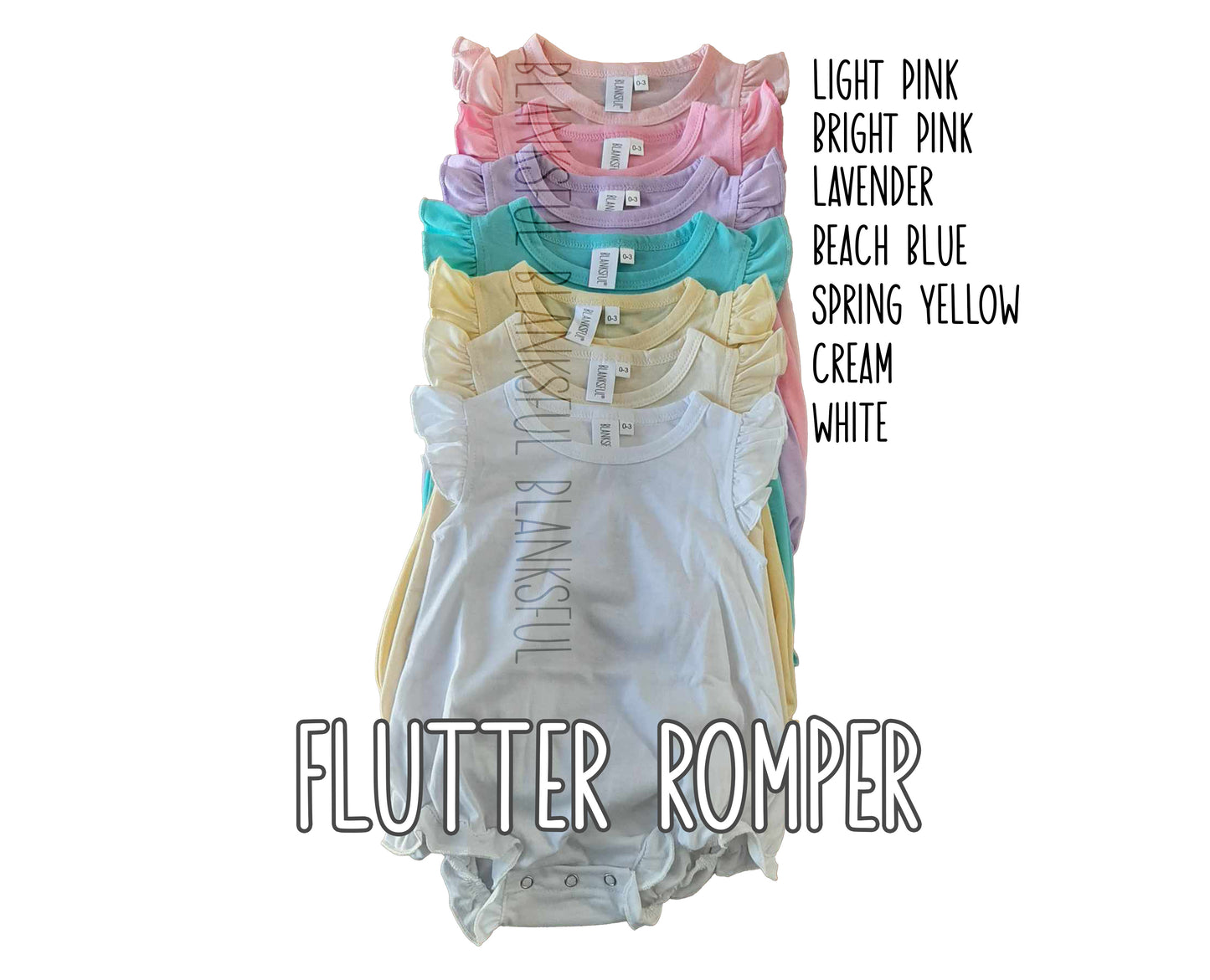 (7 COLORS) 95% Girls Polyester Blank Sublimation Flutter Romper