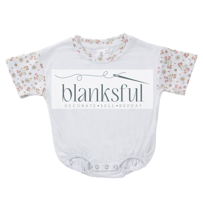 Printed Short Sleeve Baggy Bubble Baby Romper - 95% Polyester