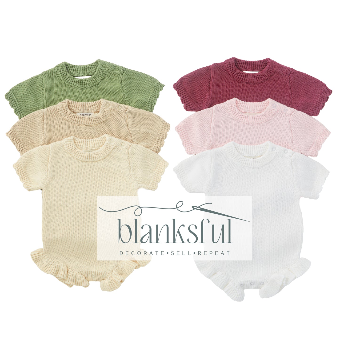 Short Sleeve Ruffle Knit Romper - 100% Cotton