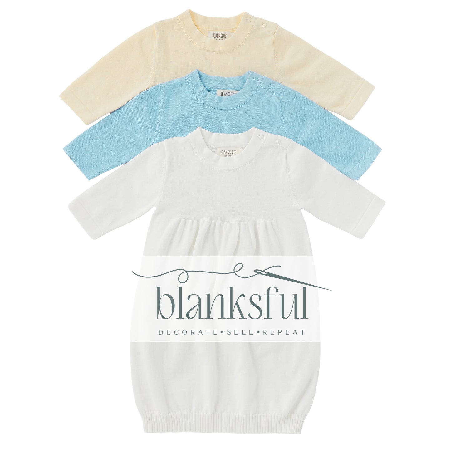 Long Sleeve Knit Gown - Unisex - 100% Cotton