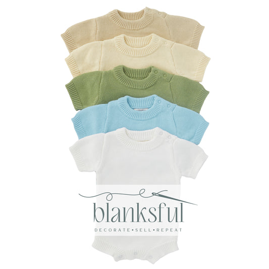 Short Sleeve Knit Romper - Unisex - 100% Cotton