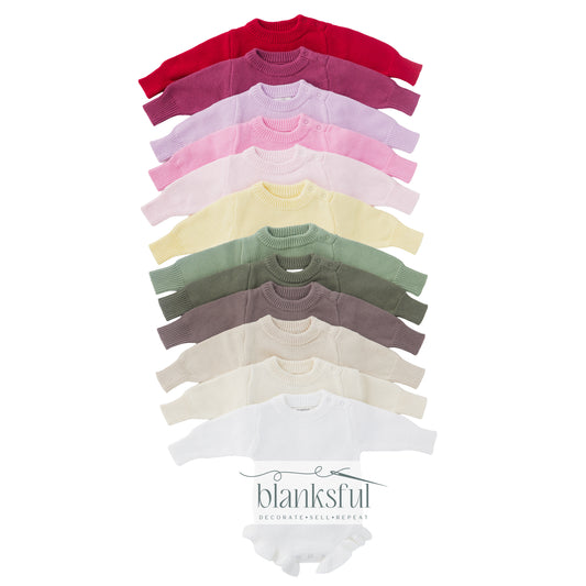 Long Sleeve Ruffle Knit Romper - 100% Cotton