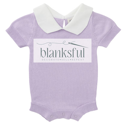 Short Sleeve Knit Romper - Peter Pan Collar - 100% Cotton