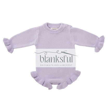 Long Sleeve Ruffle Knit Romper (ruffle legs and cuffs) - 100% Cotton