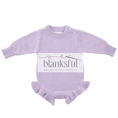 Long Sleeve Ruffle Knit Romper - 100% Cotton