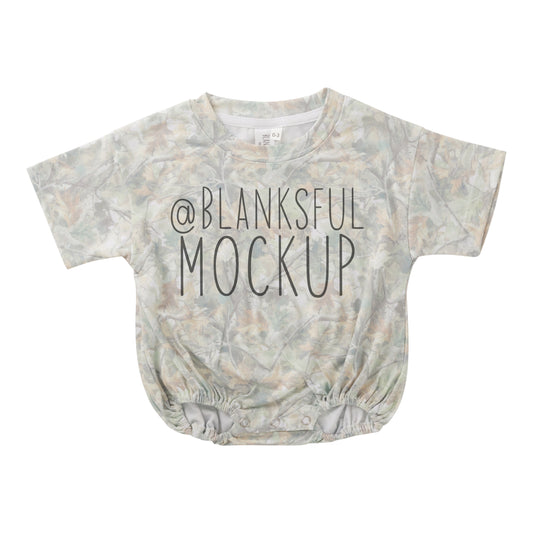 Camo Leaves Short Sleeve Bubble Romper Mockup