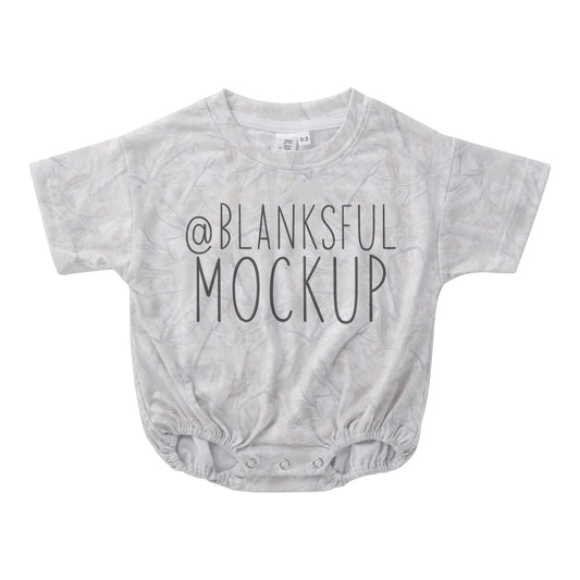 Camo Light Short Sleeve Bubble Romper Mockup