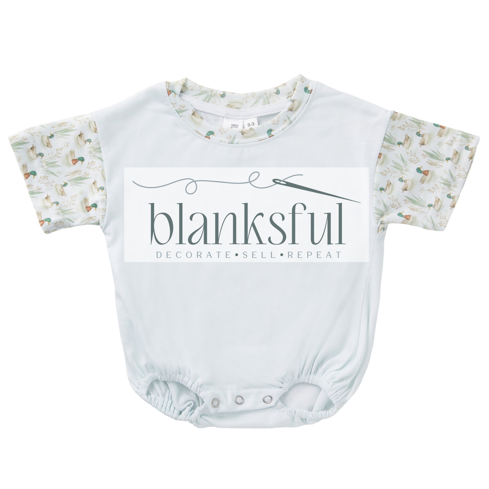 duck print t-shirt bubble romper, short sleeve baggy baby romper blank for sublimation and embroidery and dtf