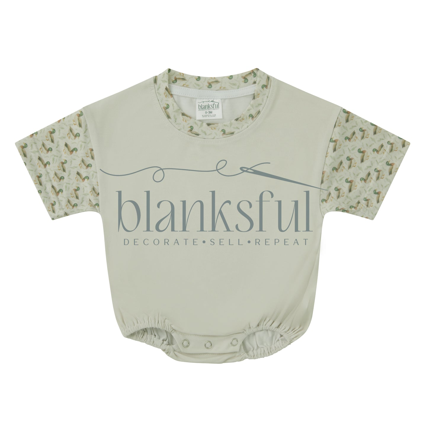 Printed Short Sleeve Baggy Bubble Baby Romper - 95% Polyester