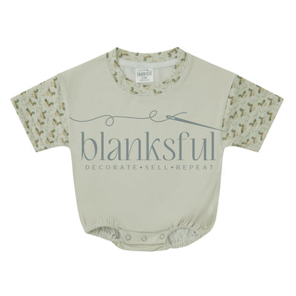 Printed Short Sleeve Baggy Bubble Baby Romper - 95% Polyester