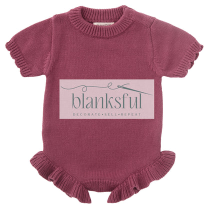 Short Sleeve Ruffle Knit Romper - 100% Cotton
