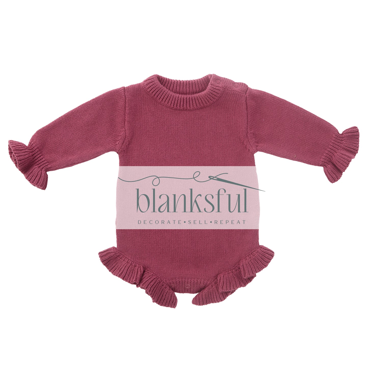 Long Sleeve Ruffle Knit Romper (ruffle legs and cuffs) - 100% Cotton