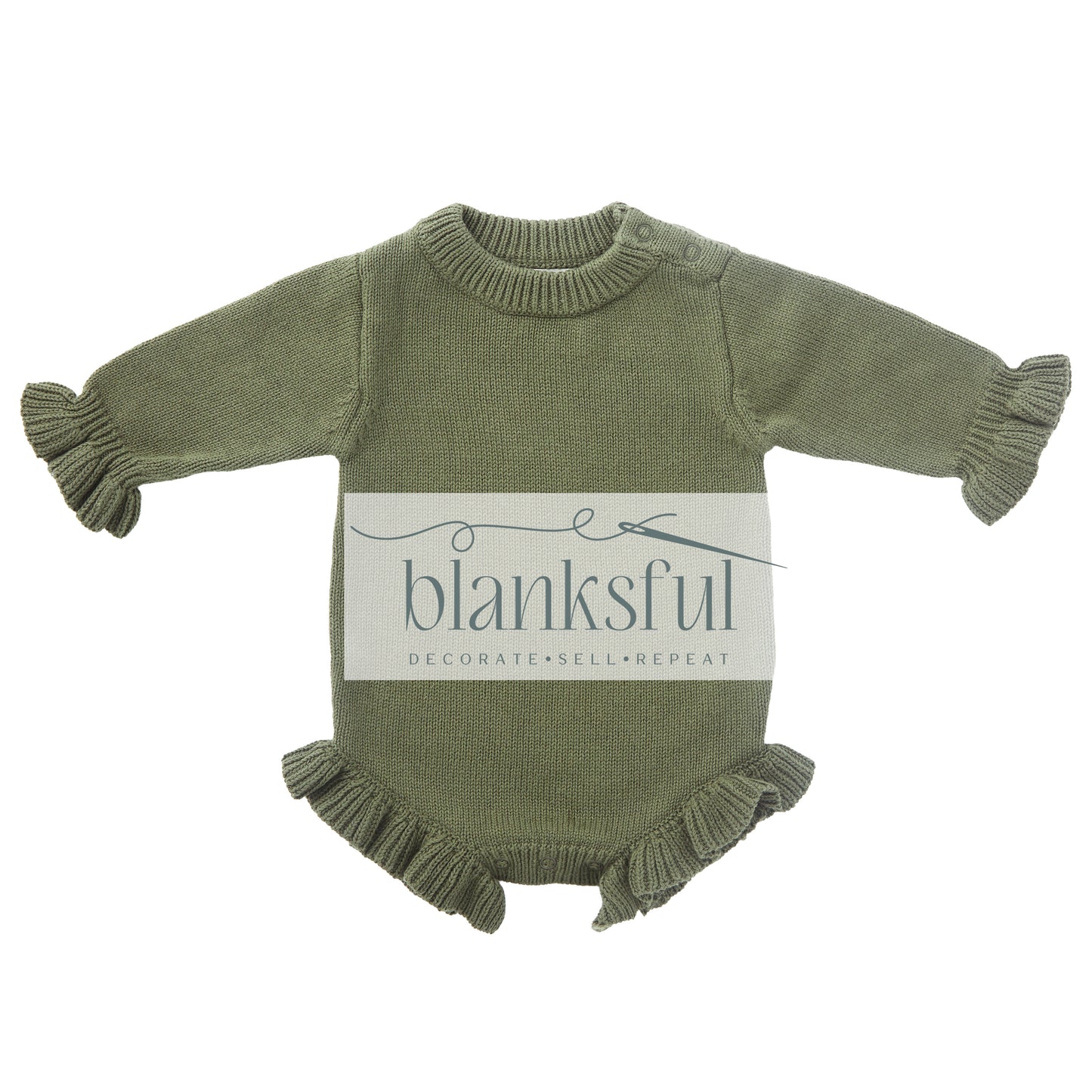 Long Sleeve Ruffle Knit Romper (ruffle legs and cuffs) - 100% Cotton