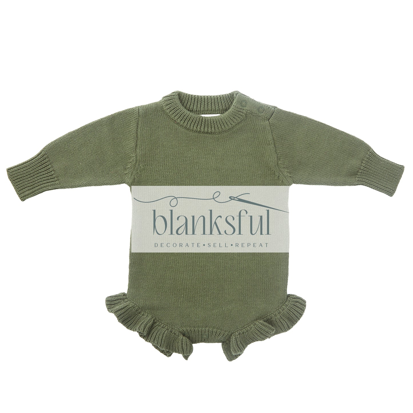 Long Sleeve Ruffle Knit Romper - 100% Cotton