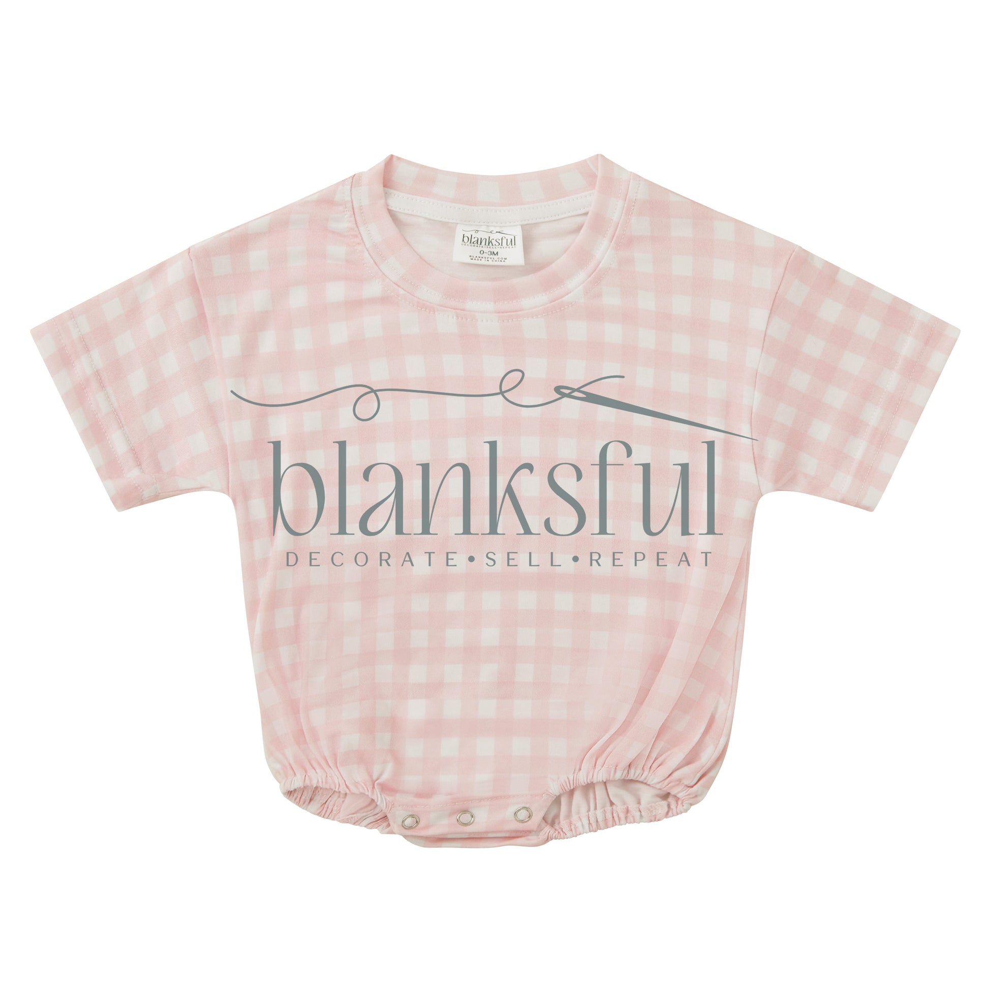 gingham baby bubble romper blank for sublimation and embroidery