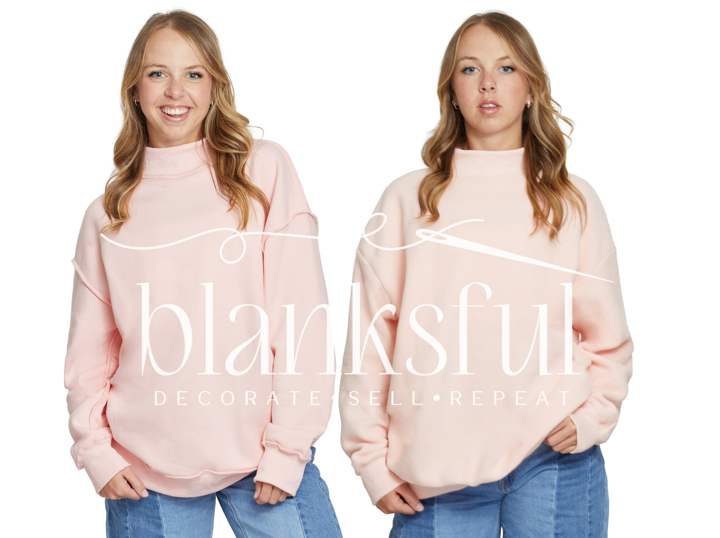 Reversible Mock Neck Sweatshirt - Adult - 60% Cotton - Oversized Fit