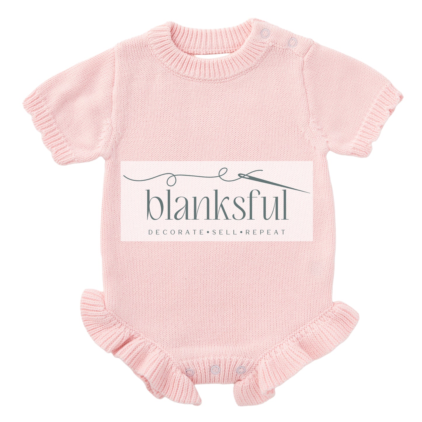 Short Sleeve Ruffle Knit Romper - 100% Cotton