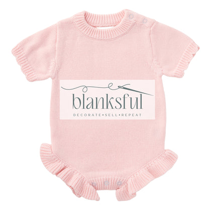 Short Sleeve Ruffle Knit Romper - 100% Cotton