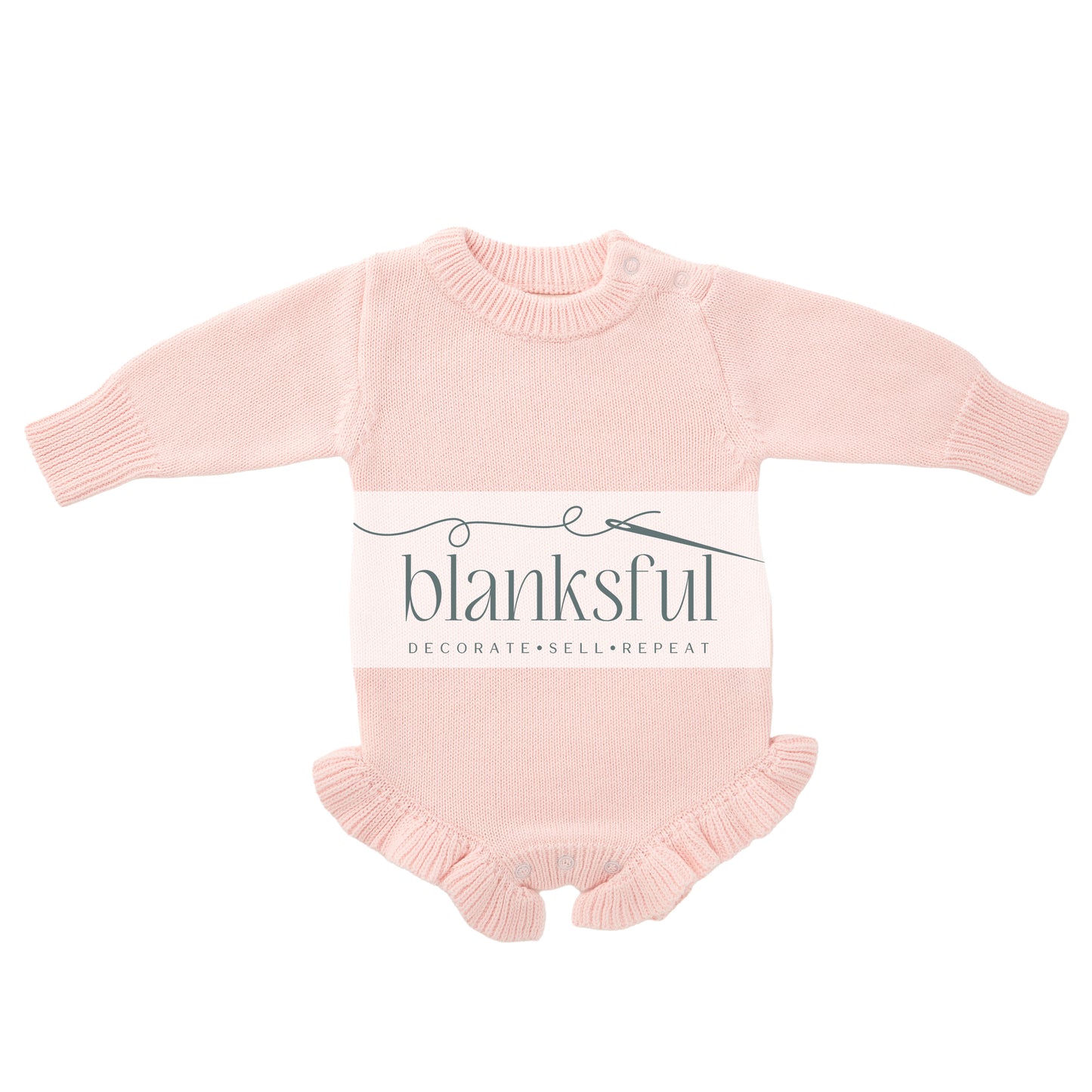 Long Sleeve Ruffle Knit Romper - 100% Cotton