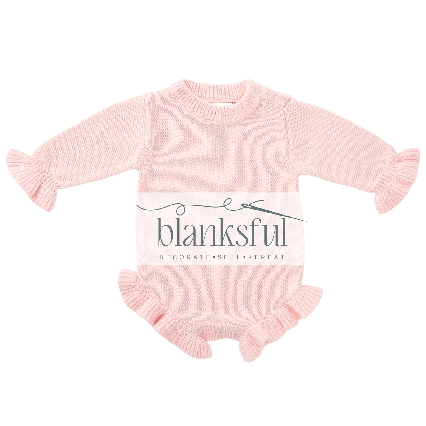 Long Sleeve Ruffle Knit Romper (ruffle legs and cuffs) - 100% Cotton