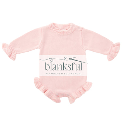 Long Sleeve Ruffle Knit Romper (ruffle legs and cuffs) - 100% Cotton