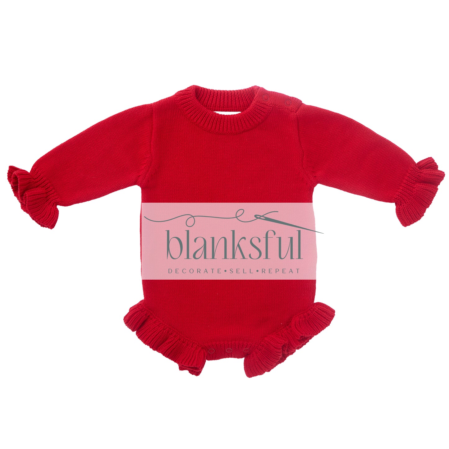 Long Sleeve Ruffle Knit Romper (ruffle legs and cuffs) - 100% Cotton