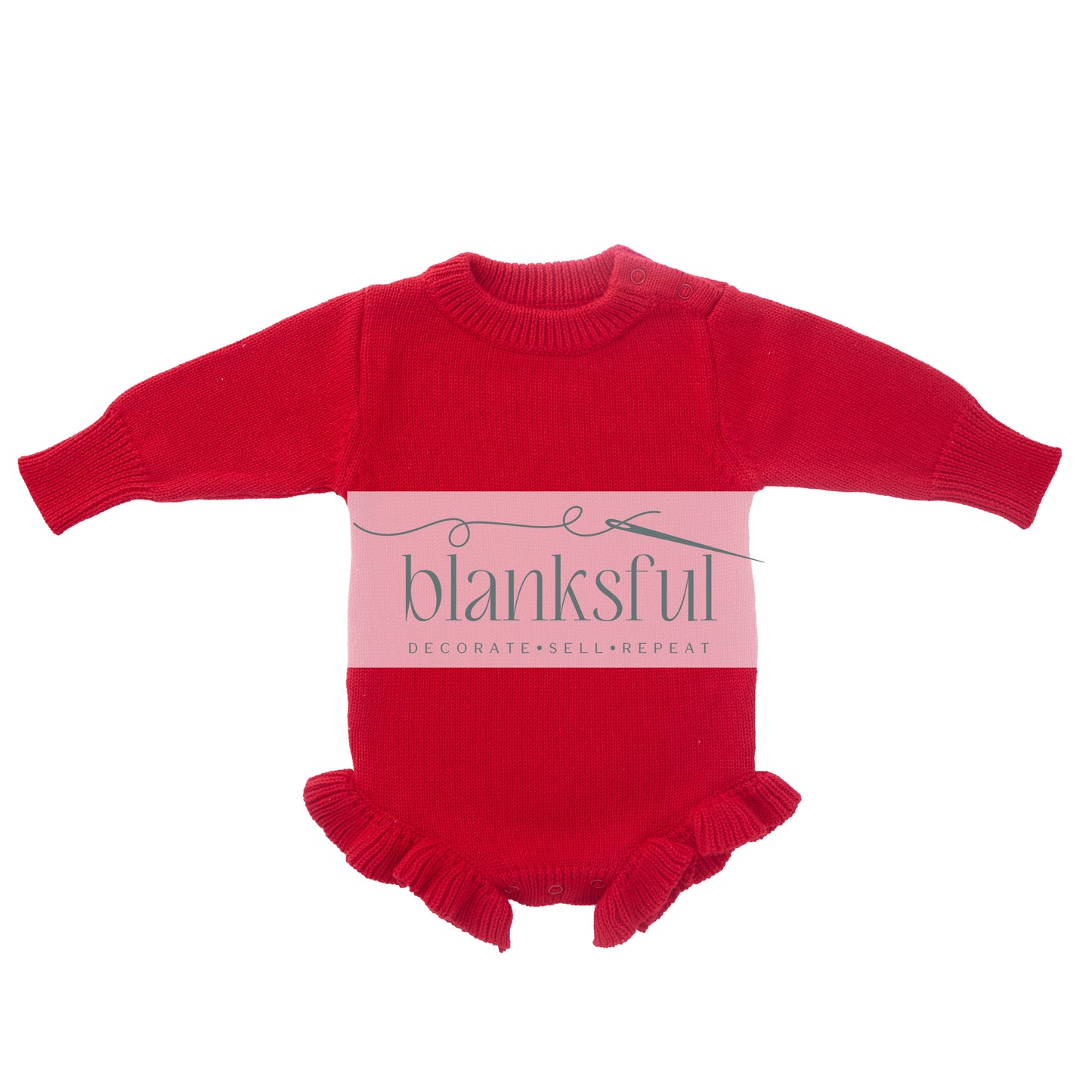 Long Sleeve Ruffle Knit Romper - 100% Cotton